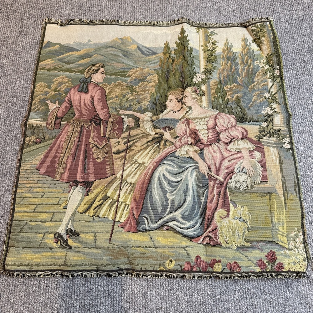 Tapestry Romantic Wall Hanging Dame Lago Medieval Floral Garden Projects 19x19
